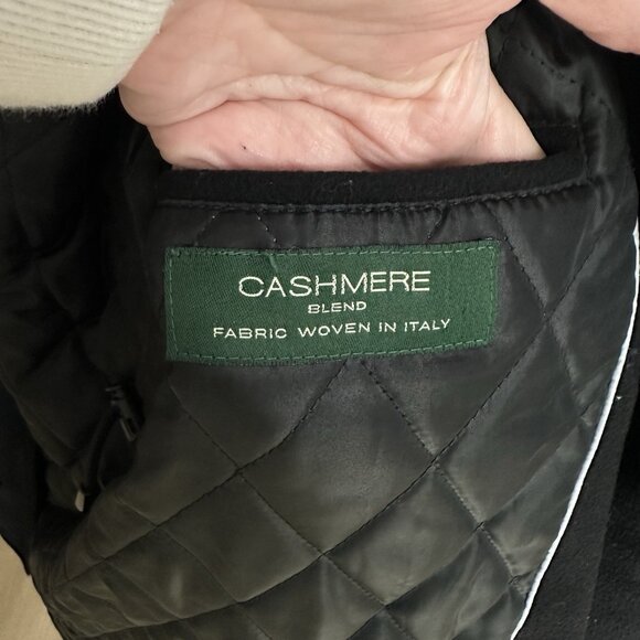 LAUREN RALPH LAUREN car coat outerwear cashmere wool blend quilted black 46R - Picture 13 of 14